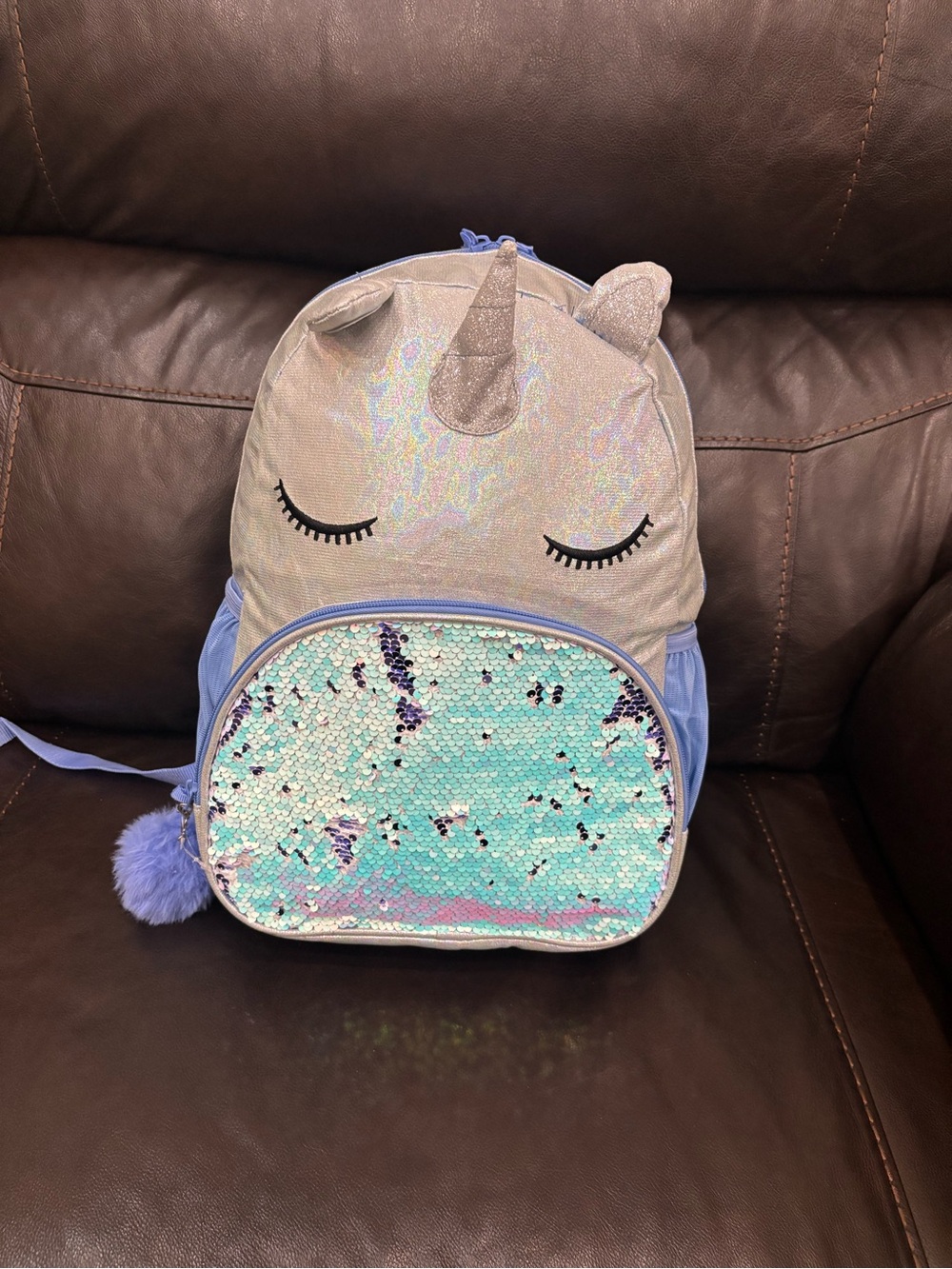 New with tags Cat & Jack Girls Unicorn Sequin Backpack in Lavender and Mint
